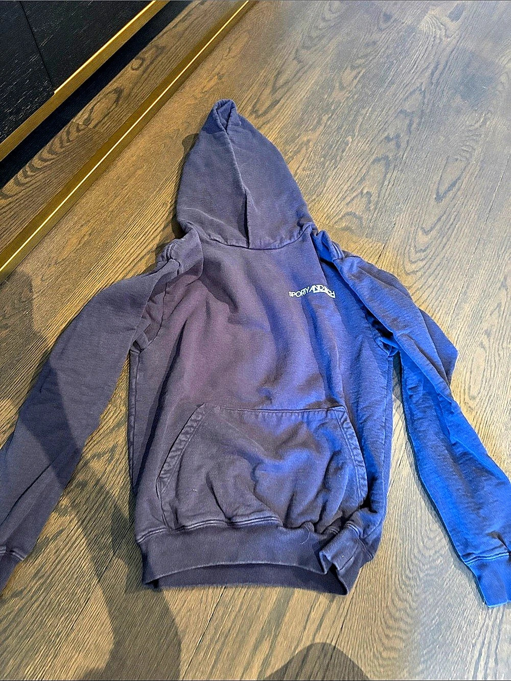 sporty & rich Serif Hoodie Navy Kids Purple Hoodie Size XS